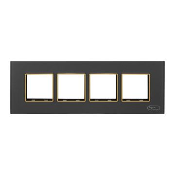 Lauritz Knudsen Entice Modular Switch Glass Plates | 8 Module | With Grid Frames | With Glass Finish | Horizontal (Classic Grey)