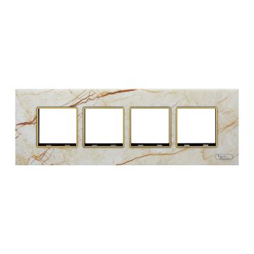 Lauritz Knudsen Entice Modular Switch Marble Plates | 8 Module | With Grid Frames | With Marble Finish | Horizontal (Mystic)