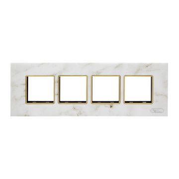 Lauritz Knudsen Entice Modular Switch Marble Plates | 8 Module | With Grid Frames | With Marble Finish | Horizontal (White)