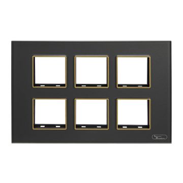Lauritz Knudsen Entice Modular Switch Glass Plates | 12 Module | With Grid Frames | With Glass Finish (Classic Grey)