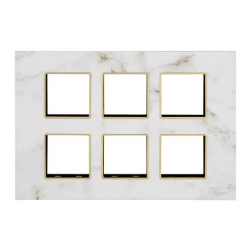 Lauritz Knudsen Entice Modular Switch Marble Plates | 12 Module | With Grid Frames | With Marble Finish (White)