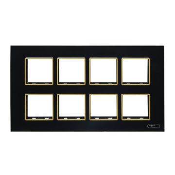 Lauritz Knudsen Entice Modular Switch Glass Plates | 16 Module | With Grid Frames | With Glass Finish (Onyx Black)