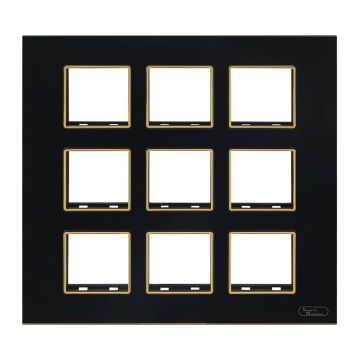 Lauritz Knudsen Entice Modular Switch Glass Plates | 18 Module | With Grid Frames | With Glass Finish (Onyx Black)
