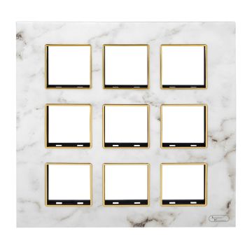 Lauritz Knudsen Entice Modular Switch Marble Plates | 18 Module | With Grid Frames | With Marble Finish (White)