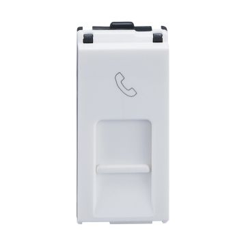 Lauritz Knudsen Englaze Data Socket RJ 11 | With Safety Shutter | 1 Module (Snow White)
