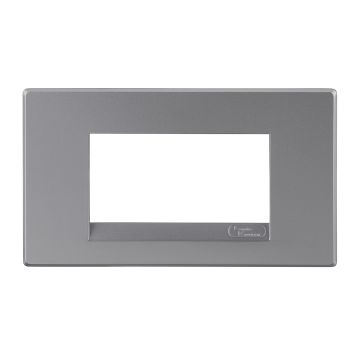Lauritz Knudsen Englaze Modular Switch Cover Plates | 4 Module | With Grid Frames (Moonlight Silver)
