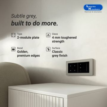 Lauritz Knudsen Englaze Modular Switch Glass Plates | 4 Module | Without Grid Frames | With Glass Finish (Silky Silver)