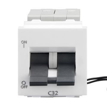 Lauritz Knudsen Englaze Mini MCB, 2 Pole, 3kA Breaking Capacity, 32A| MCB for Home & Office (Snow White)