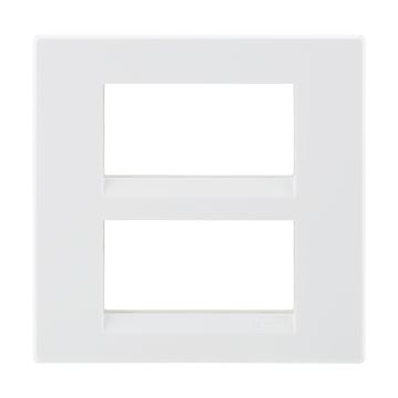 Lauritz Knudsen Englaze Cover Plates | 8 Module | With Grid Frames Square (Snow White)