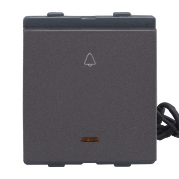 Lauritz Knudsen Englaze Bell Push, 10AX with indicator | 2 Module | Soft Feel | ISI Certified (Mountain Grey)