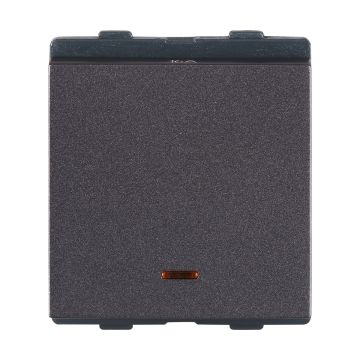 Lauritz Knudsen Englaze Switch, 16AX | 1-Way with Indicator | 2 Module | Mega Switch | ISI Certified (Mountain Grey)