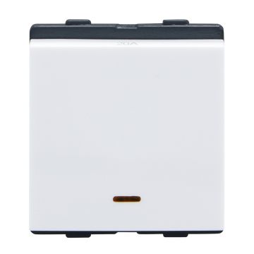 Lauritz Knudsen Englaze Switch, 20A | 1-Way with Indicator | 2 Module | Mega Switch | ISI Certified (Snow White)