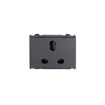 Lauritz Knudsen englaze Power Socket, 6A/16A | 3 Pin Combi | 3 Module | with Safety Shutter | ISI Certified (Mountain Grey)
