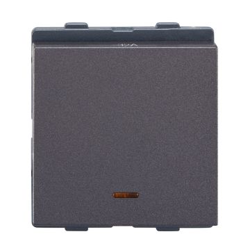 Lauritz Knudsen Englaze Switch, Double Pole with Indicator, 32A | 2 Module | Mega Switch | ISI Certified (Mountain Grey)