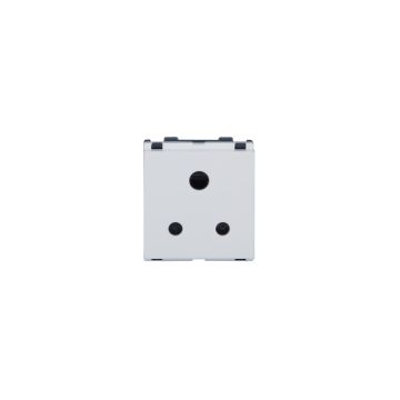 Lauritz Knudsen englaze Power Socket, 6A | 3 Pin | 2 Module | with Safety Shutter | ISI Certified | Heavy Duty (Snow White)