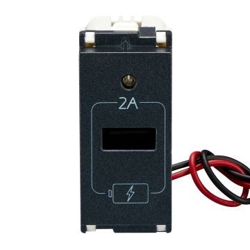 Lauritz Knudsen Accessory - enGem USB Charger, 2A | 1 Module | PD Charger | Fast & safe USB charging | Stone Grey Color