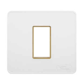 Lauritz Knudsen enGem Cover Plates | 1 Module | with Golden Bezel Finish | Premium Look | Clean & elegant finish | White Color