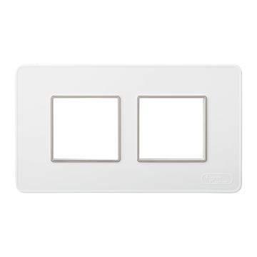 Lauritz Knudsen enGem Cover Plates | 4 Module | with Chrome Bezel Finish | Premium Look | Clean & elegant finish | White Color