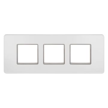 Lauritz Knudsen enGem Cover Plates | 6 Module | with Chrome Bezel Finish | Premium Look | Clean & elegant finish | White Color