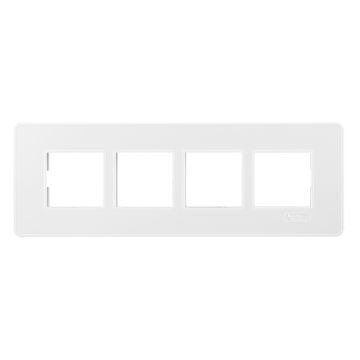 Lauritz Knudsen enGem Cover Plates | 8 Module | with Grid Frames | Horizontal| Clean & elegant finish | White Color
