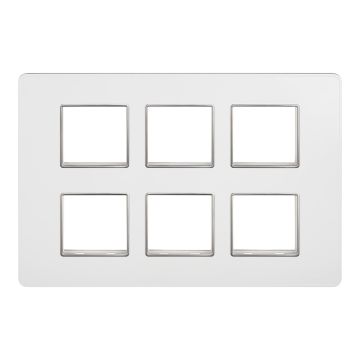 Lauritz Knudsen enGem Cover Plates | 12 Module | with Chrome Bezel Finish | Premium Look | Clean & elegant finish | White Color