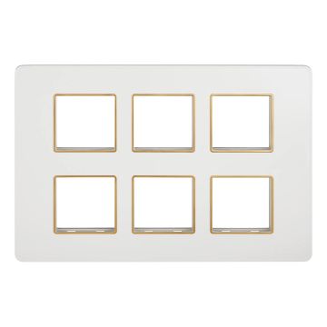 Lauritz Knudsen enGem Cover Plates | 12 Module | with Golden Bezel Finish | Premium Look | Clean & elegant finish | White Color