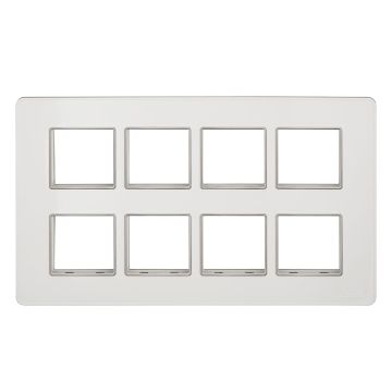 Lauritz Knudsen enGem Cover Plates | 16 Module | with Chrome Bezel Finish | Premium Look | Clean & elegant finish | White Color