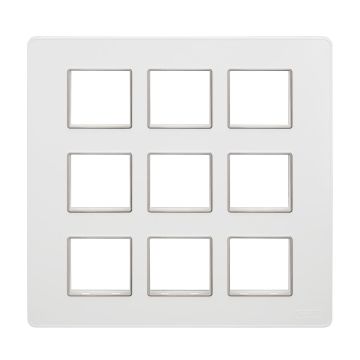 Lauritz Knudsen enGem Cover Plates | 18 Module | with Chrome Bezel Finish | Premium Look | Clean & elegant finish | White Color