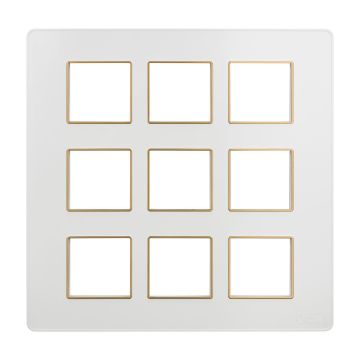 Lauritz Knudsen enGem Cover Plates | 18 Module | with Golden Bezel Finish | Premium Look | Clean & elegant finish | White Color