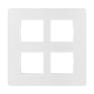 Lauritz Knudsen enGem Cover Plates | 8 Module | with Grid Frames | Square | Clean & elegant finish | White Color