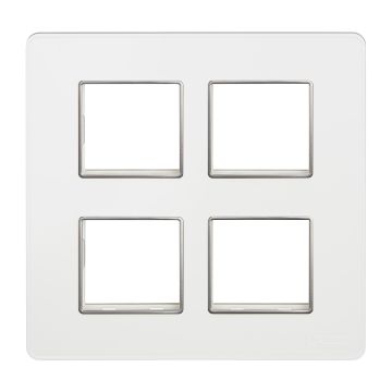Lauritz Knudsen enGem Cover Plates | 8 Module | with Chrome Bezel Finish | Premium Look (Square) | Clean & elegant finish | White Color