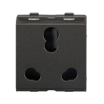 Lauritz Knudsen Encurve Socket 6A/16A Combination With Isi, 2 Module Magnesium Grey