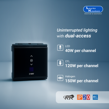 Lauritz Knudsen Englaze Touch IR Switches | 2 Way | 2 Module | Suitable only for Englaze Plates | Sensitive Touch Panel for Fast Performance (Black Glass)