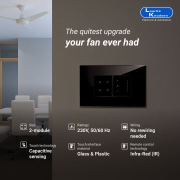 Lauritz Knudsen Englaze Touch IRFan Regulator | 8-Step | 2 Module | Suitable only for Englaze Plates | Sensitive Touch Panel for Fast Performance (Black Glass)