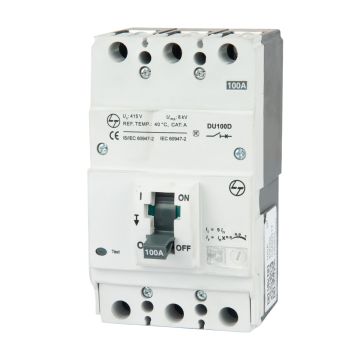 DU100D MCCB 63A 3P 415V AC 18KA Thermal Magnetic 50/60 Hz