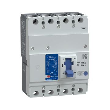 Lauritz Knudsen DU100D MCCB 80A 4P 415V AC 18KA Thermal Magnetic 50/60 Hz