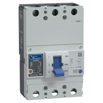 DU250C MCCB 160A 3P 415V AC 25kA Thermal Magnetic 50/60 Hz