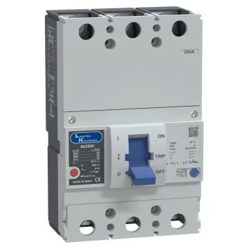DU250C MCCB 200A 3P 415V AC 25kA Thermal Magnetic 50/60 Hz