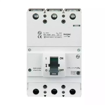 DU250C MCCB 200A 3P 415V AC 25kA Thermal Magnetic 50/60 Hz
