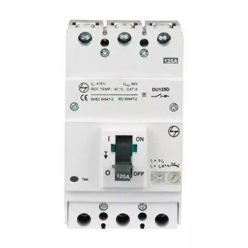 DU125D MCCB 125A 3P 415V AC 18KA Thermal Magnetic 50/60 Hz