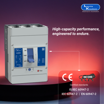 Lauritz Knudsen DU400N, MCCB, 2 Pole, 415V AC, 50kA Breaking Capacity, 400A | Thermal-Magnetic Release | IP40 Protection