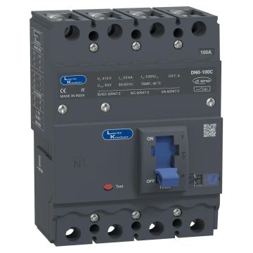 DN0C MCCB 100 4P 415V AC 25kA Thermal Magnetic 50/60 Hz