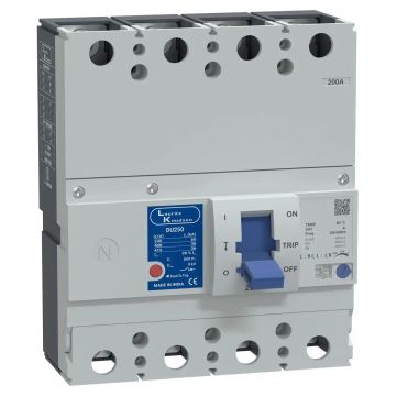 DU250 MCCB 200A 4P 415V AC 30kA Thermal Magnetic 50/60 Hz