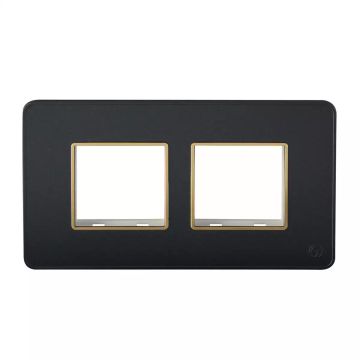 enGem  4 Module  Stone Grey   Plate with Golden Bezel 