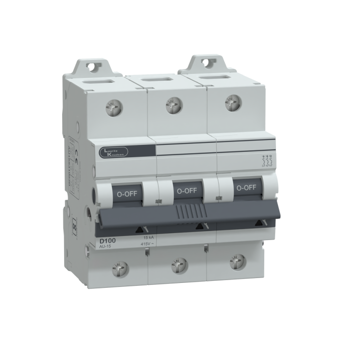 Lauritz Knudsen AU HR MCB, 3 Pole, D Curve, 15kA, 100A, 415V | Suitable for Isolation | Protection Degree - IP 20