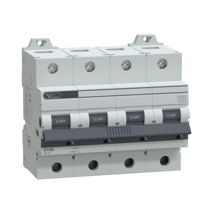 Lauritz Knudsen AU HR MCB, 4 Pole, C Curve, 15kA, 100A, 415V | Suitable for Isolation | Protection Degree - IP 20