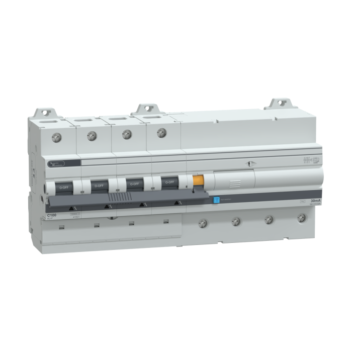Lauritz Knudsen AU Standard RCBO, 4 Pole, C Curve, 10 kA, 30 mA, 100A, 415V | Suitable for Isolation| with Enhanced Safety