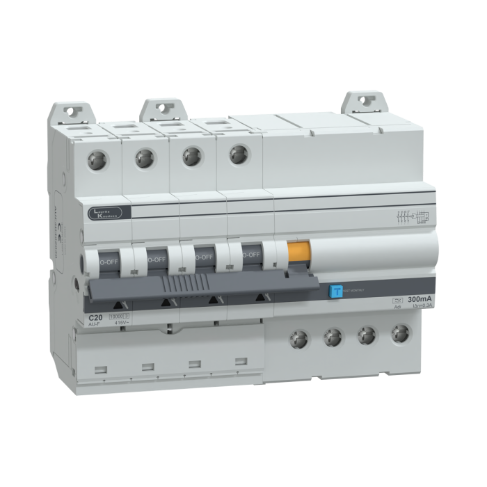 Lauritz Knudsen AU standard RCBO, 4 Pole, C Curve, Adi 10kA, 300mA, 20A, 415V 