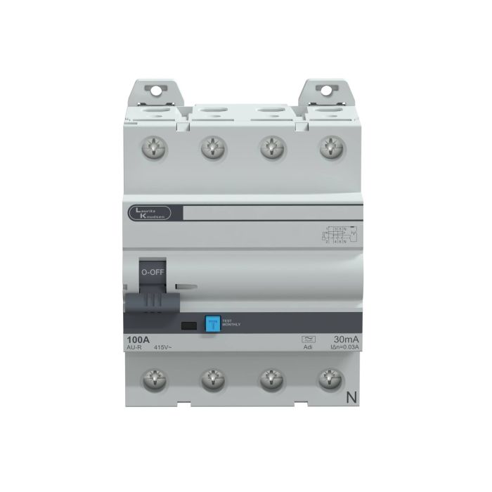 Lauritz Knudsen AU Standard RCCB, 4 Pole, Adi 30mA, 100A, 415V | for Household to Industrial applications | Prevents Unauthorized Access | Earth Leakage Fault Indication | with Added Immunity