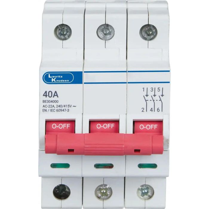 Lauritz Knudsen Tripper Isolator 40A TP 415V AC